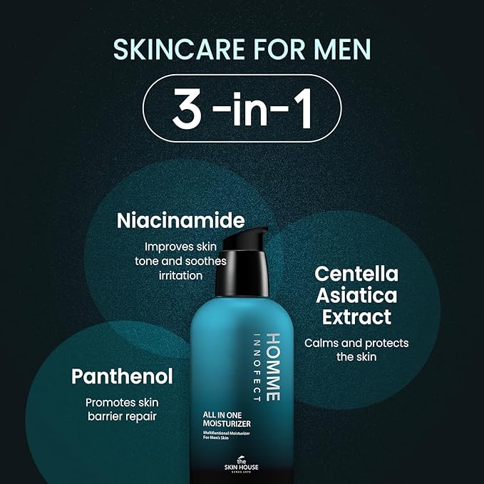 The Skin House Homme Innofect All In One Moisturizer [Korean Skin Care, for men,Moisturizer,Lightweight Formula, Deep Hydration 130ml,4.4fl.oz]