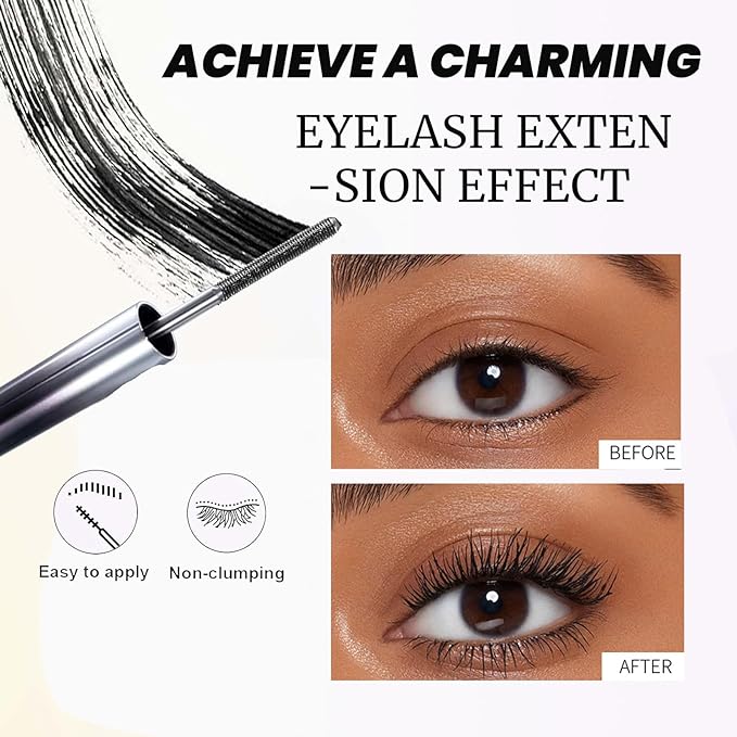 Iron Wand Mascaras - Lengthening, 2025 Upgraded Waterproof Metal Wand Mascaras, 3D Curling Eyelash Iron Mascara, Waterproof, Smudge-Proof, Long Lasting, No Flaking, No Clumping (Black, 1)