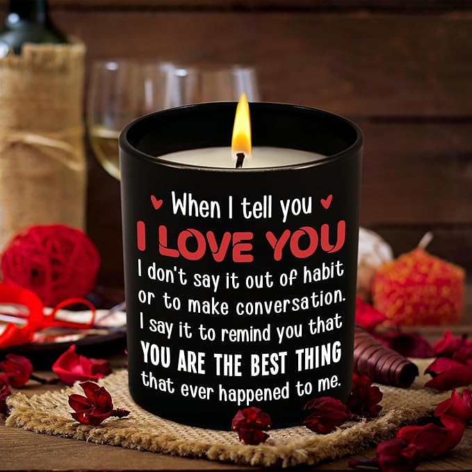 TEEZWONDER Christmas Anniversary Wedding Gifts for Men Women - Long Lasting Vanilla Lavender Candle 10 Oz - I Love You Gift for Him Her, Birthday Gifts for Husband Wife Boyfriend Girlfriend