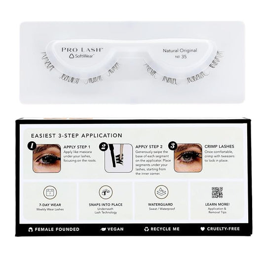 Pro Lash SoftWear Clean Girl Mini Lash Clusters Kit - Natural-Looking, Lightweight Lashes - 7-Day Cluster Eyelash Extensions Waterproof Lashes Clusters - Single Set - Original No. 35