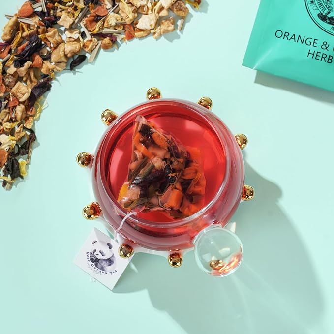 Orange & Grapefruit Herbal Tea Gift Set – Citrus Detox Tea with Natural Ingredients | 20 Tea Bags + 100g Rock Sugar | Caffeine-Free Wellness Blend | Refreshing Immune Support | Holiday Gift Box for Women & Friends