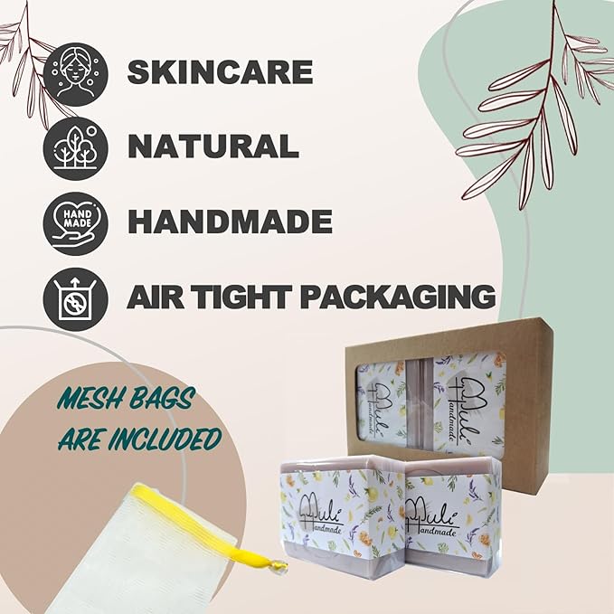 Natural Handemade Bar Soap for Men and Women with Essential oils, Scented Bar Soaps for Bath, Fragrance Regular Use Gift Set (Pack of 2) Lavender