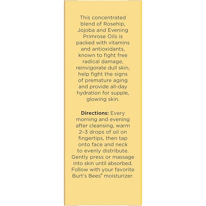 Burt's Bees Gua Sha Face Oil With Rosehip Seed Extract, Reduces Appearance of Fine Lines and Wrinkles, Use with Ice Roller & Facial Tools, Natural Origin Skin Care, 0.51 fl. oz.