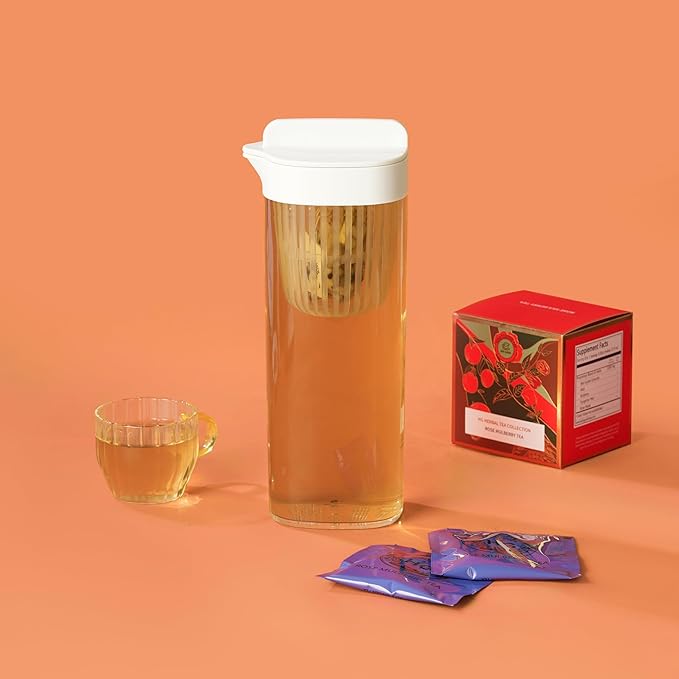 Rose Mulberry Herbal Tea Gift Set – Caffeine-Free Fruit Tea for Immunity, Relaxation, and Wellness | 20 Bags + 100g Rock Sugar | Natural Ingredients | Elegant Holiday Gift Box for Women, Mom, Friends