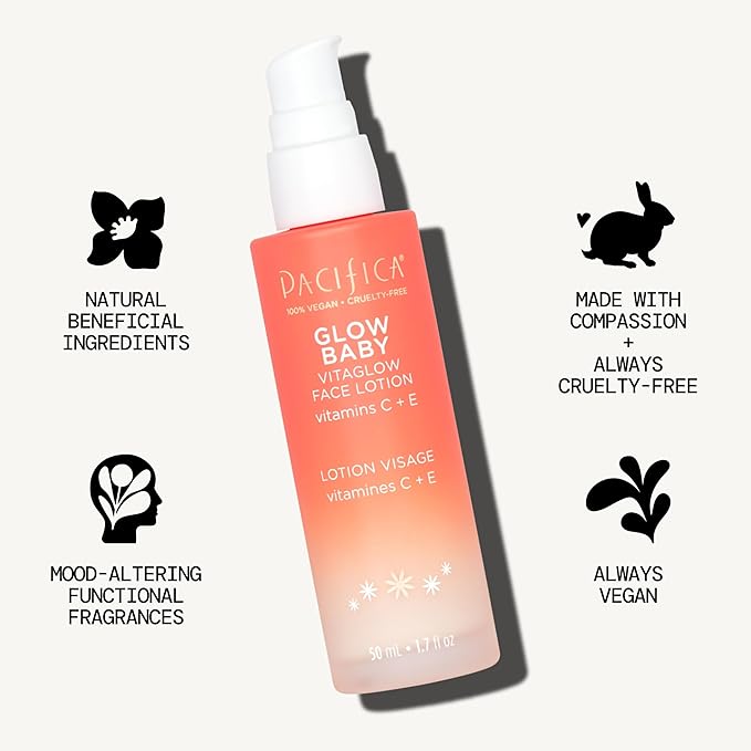 Pacifica Face Moisturizer - Vitamin C Face Lotion Glow Baby VitaGlow Face Moisturizer Glow Recipe, Vitamin E, Antioxidants, Dermatologist Tested 1.7 oz