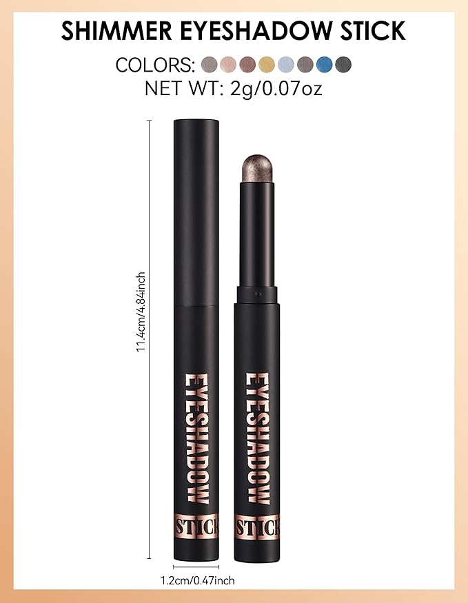 Erinde Shimmer Cream Eyeshadow Stick, Long Lasting Metallic Eye Shadow Sticks, Waterproof Creamy Glitter Eyeshadow Pencil, High Pigmented Blendable Neutral Eye Makeup, 16 Champagne Shimmer