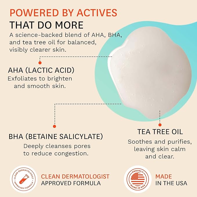 Fig.1 Clarifying Gel Cleanser | AHA BHA Tea Tree Oil Formula for Oily & Sensitive Skin Face wash | Deep Pore Cleansing, Dermatologist-Tested for Acne Prone, Vegan & Refillable Skincare Solution, 100ml