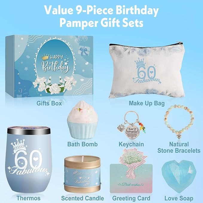 60th Birthday Gifts for Women, Birthday Ideas, Gifts for, 60th Spa Gifts for Women, Mom, Aunt, Grandma