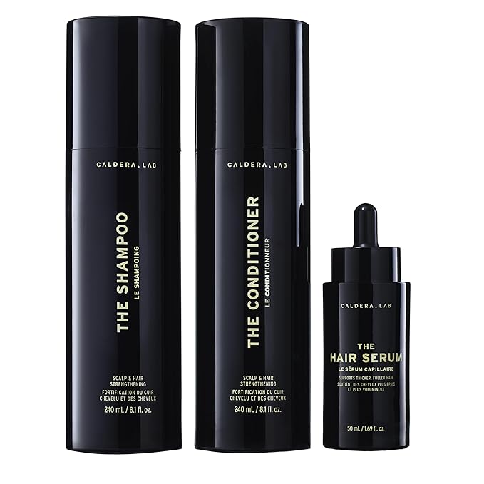 Caldera + Lab The Hair Care System | Men’s Bundle for Healthier, Fuller Hair, Scalp-Focused & Sulfate-Free – Shampoo, Conditioner & Serum Set, Dermatologically Tested