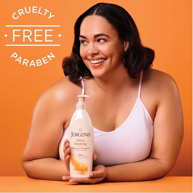 Jergens Ultra Healing Dry Skin Lotion, Hand and Body Moisturizer for Quick Absorption into Extra Dry Skin with Hydralucence Blend, Vitamins C, E and B5, White, 3 oz, Pack of 3