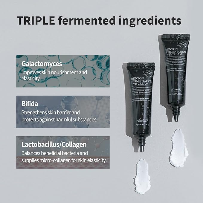 BENTON Fermentation Eye Cream New Version (1.05 oz.) - Galactomyces & Bifida Ferment Anti-Wrinkle Eye Treatment Cream, Dark Circles & Puffiness & Under Eye Bags