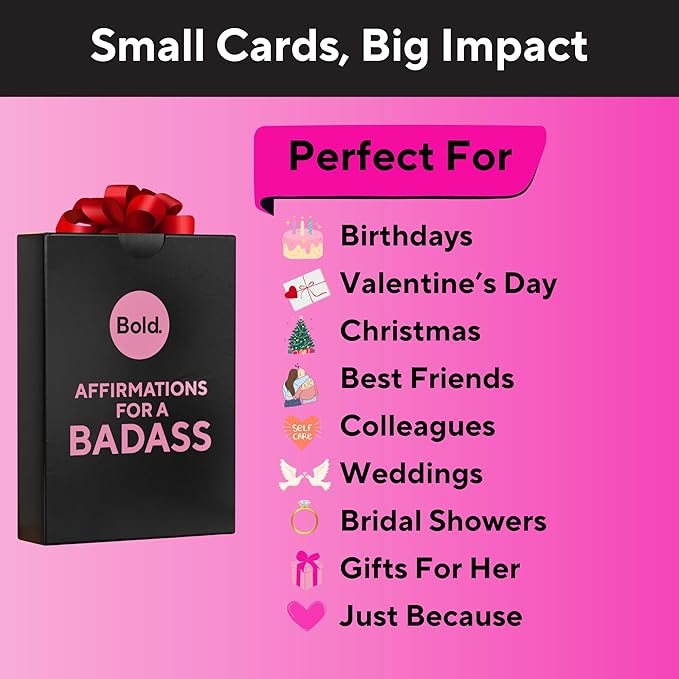 Badass Affirmation Cards - 100 Daily Motivational and Inspirational Affirmations for Women - Gifts for Women, Best Friend, and Self Care