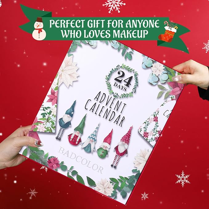 Makeup Advent Calendar 2025, 24 Days Christmas Countdown Calendar Surprise Gift Kit, Xmas Holiday Festival Cosmetic Starter Makeup Set with 24 Beauty Boxes for Women Girls Teens