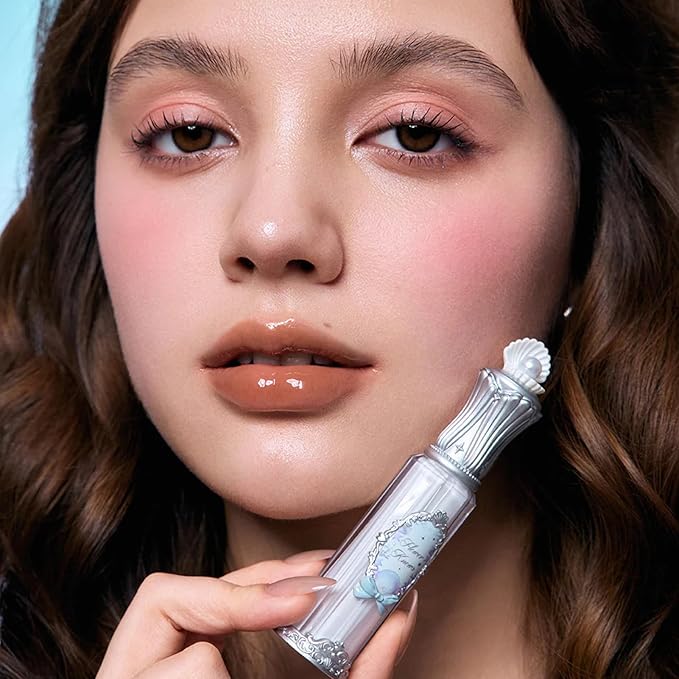 Flower Knows Shell's Jewel Nourishing Lip Glaze,Hydrating Lip Gloss with Hyaluronic,Moisturizing Plumping Oil,Non-Sticky Formula,0.16 fl.oz(P08 Coconut Latte)