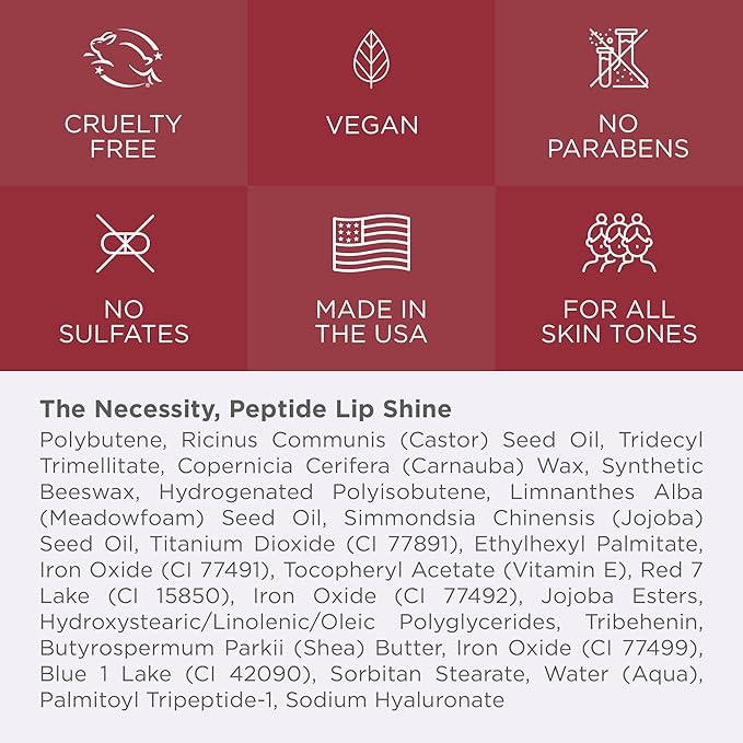 Côte Beauty's Mulberry Peptide Lip Shine, Ultra Hydrating & Long-Lasting Mauve Plumping Lip Gloss for Women with Hyaluronic Acid, Shea Butter & Jojoba Oil, Vegan & Cruelty-Free, 0.12 Fl Oz