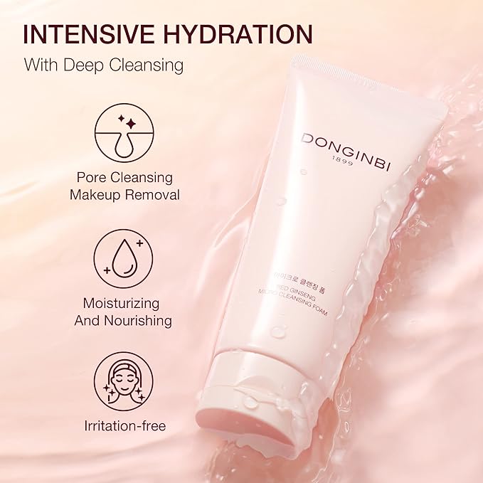 DONGINBI 1899 Single Essence EX 70ml & Cleansing Foam 50ml Special Set - Anti-Aging face essence with Korean Red Ginseng for Radiance and Repair