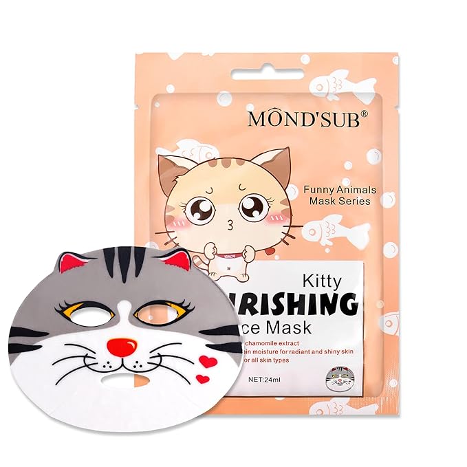 Animal Spa Mask, Character Masks Sheet- Penguin, Panda, Tiger, Cat -Nourishing Moisturizing Effects For All Skin Types- Birthday Party Gift for her, Girls Night, Spa Night, Beauty Gift (4pack)