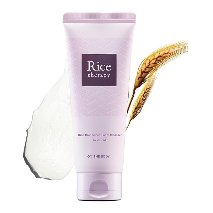 Rice Bran Foam Cleanser (Pack of 1, 5.1fl oz) - Facial Deep Cleansing Foam for Oily Skin. Smooth Skin with Gentle Scrub Formula for Men & Women, Korean Skin Care