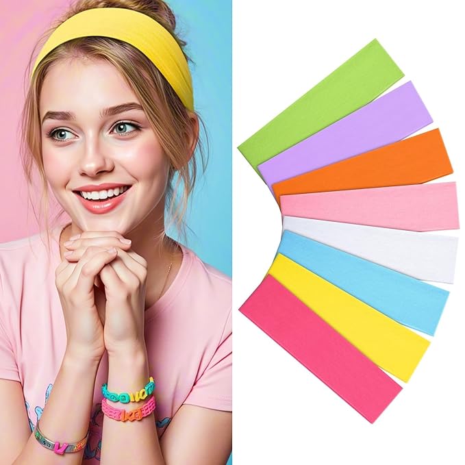 Stocking Stuffers for Teen Girls Women, 8Pcs Headbands for Women, Woman Gift for Her Neon Head Bands Hair Accessories Stretchy Soft hairband Valentines Day Gf Christmas Gifts Easter Basket Stuffers