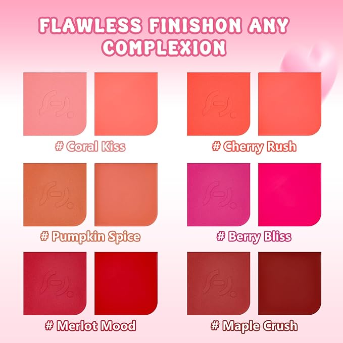 Blush Palette Duo – Cream & Powder Blush Set in Classic Red, Long-Wearing & Moisturizing, Easy to Blend, Radiant Coverage for Cheeks, Eyes & Lips, Magnetic Palette Compatible (2Pack,Merlot Mood)