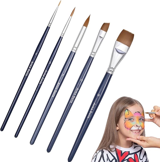 Anka Bella Professional Face Paint Brushes Set,5pcs Artist Face Paint Brushes for Drawing Lines/Water Drop/Petal/Butterfly/Rainbow etc