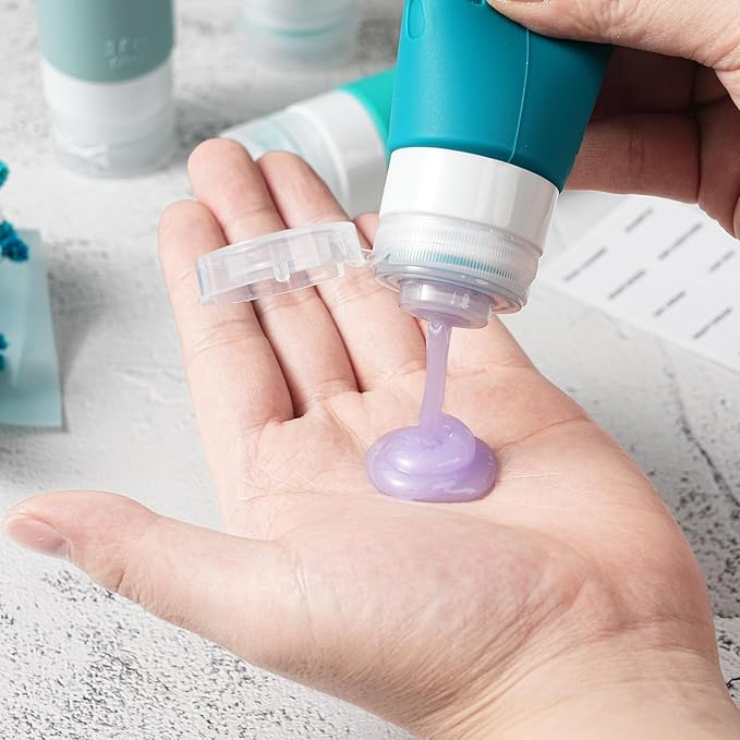 Travel Bottles for Toiletries, TSA Approved Travel Containers 3oz Leak Proof Travel Tubs Refillable Liquid Travel Accessories for Shampoo Conditioner Lotion Body Wash(Multicolored H)