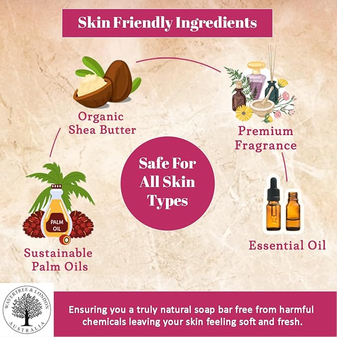 Wavertree & London Pink Peony Scented Natural Soap (2 Bars), 7oz Moisturizing French Triple Milled Soap Bars enriched with shea butter - Pure Plant Based Bath & Body Bars for All Skin Types