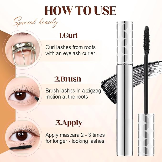 Mascara for Older Women 60 Plus, 2025 New Mascara Volume and Length for Mature Women with Thinning Lashes, Waterproof Long Lasting for Eyelash Makeup (Black)