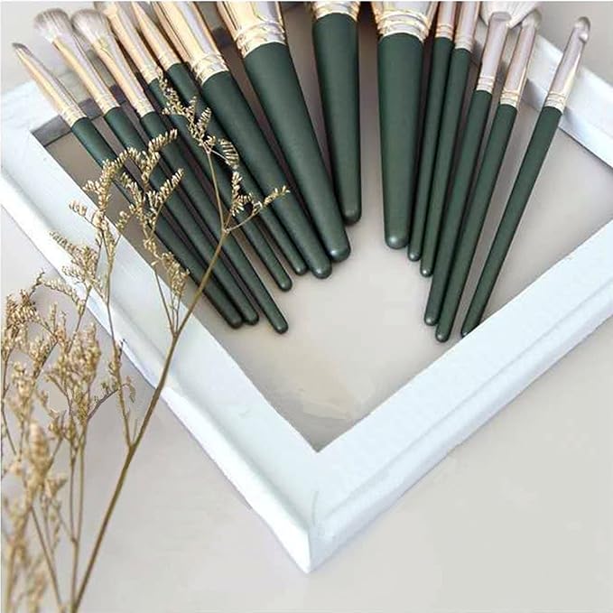Makeup Brush Gift Set: 14 Professional Makeup Brush Set Senior Plant Fiber Bionic Silk Synthetic Face Kabuki Brush Set Foundation Blush Eye Shadow Brush Set LS-HZS-002