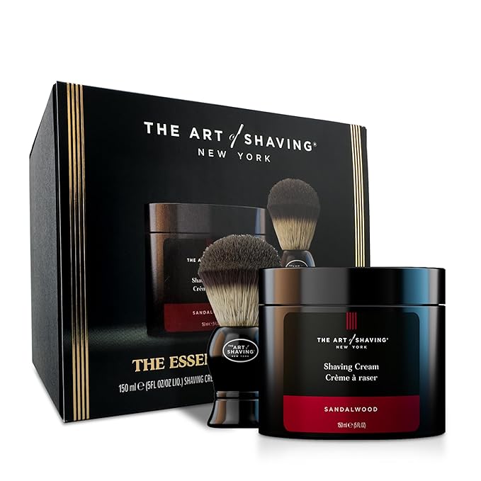 The Art of Shaving Icon Duo Kit – Sandalwood Shaving Cream (5 oz) and Shaving Brush – Prevents Shaving Burn for the Perfect Shave – Suitable for All Skin Types