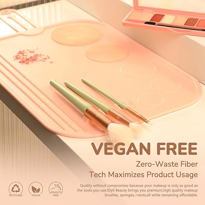 Travel Makeup Brush Set, Portable Makeup Kit with Pad Easy Clean Vegan Brush Set, ON THE GO Cosmetic Brushes Tools 4 Pcs for Women