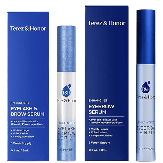 Natural Eyelash Serum with Eyebrow Serum Set - Boost Eyelash Growth Enhancer for Longer, Thicker, Fuller-Looking Lashes and Brows - Gentle & Effective Formular [3 mL + 5mL]