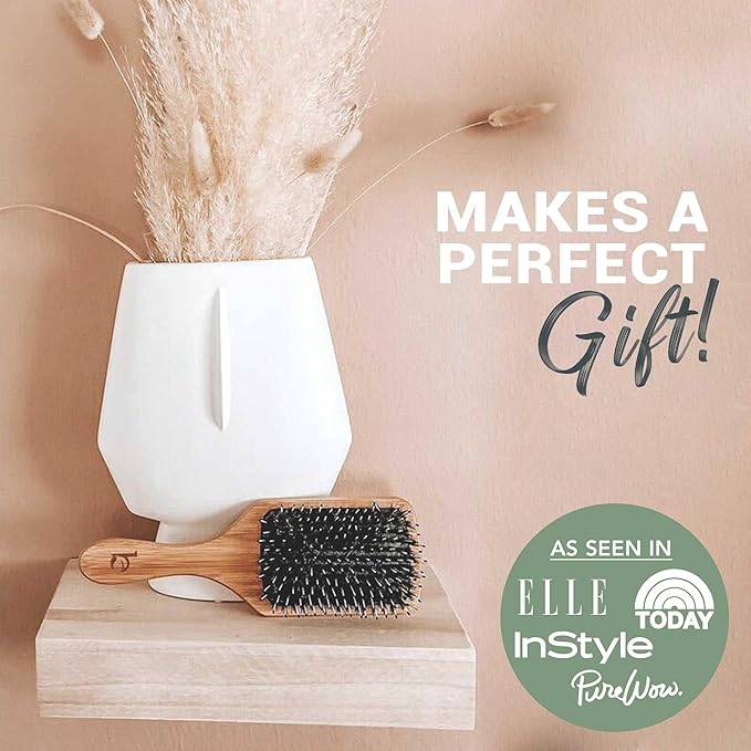 Beauty by Earth Boar Bristle Brush - Premium Paddle Brush for Fine, Thick, and Thinning Hair for Men and Women