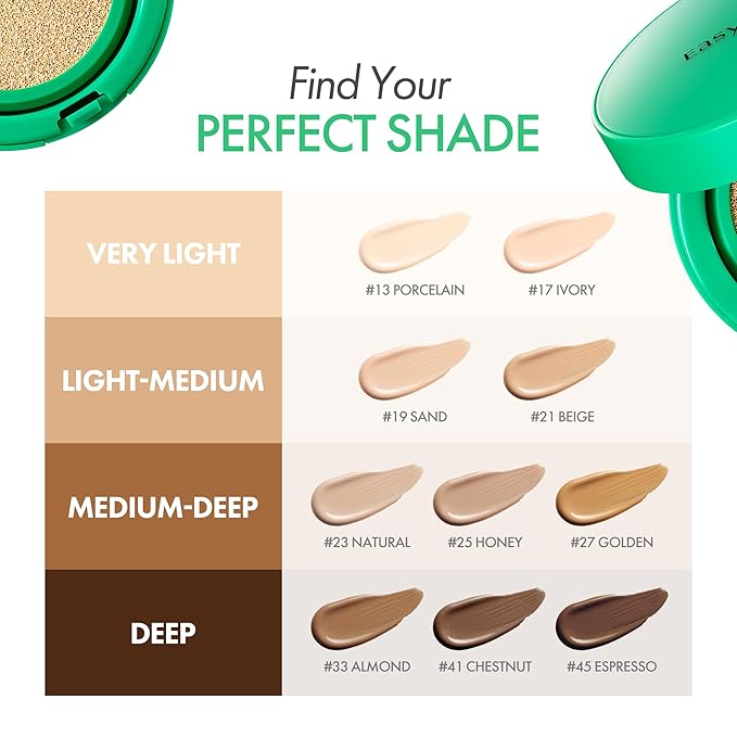 Easydew Mela B Toning Ampoule Cushion Refill - 3-in-1 Age-Defying Sun Shield Full Coverage Cushion Foundation with Niacinamide & Hyaluron-Vital C - Face Makeup Korean Skin Care 0.45 oz (#17 Ivory)