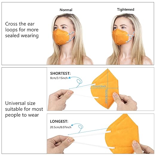 akgk KN95 Face Mask 50 PCS, Breathable Protection Masks, 5-Ply KN95 Masks, Cup Dust Safety Masks