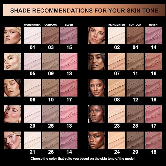 FOCALLURE 3 Pcs Cream Contour Sticks,Shades with Highlighter & Bronzer & Blush,Non-greasy Long-wear Face Contouring Pen,Easy to Sculpt the Face and Create a Lightweight Finishing Makeup,NEUTRAL