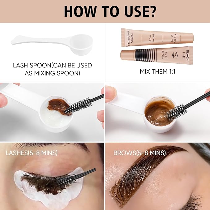 Lash Tint Kit, Eyebrow Tint Black Instant Natural Results, Professional Eyelash Tint Kit Lasts Up to 4 Weeks for Salon Home Use
