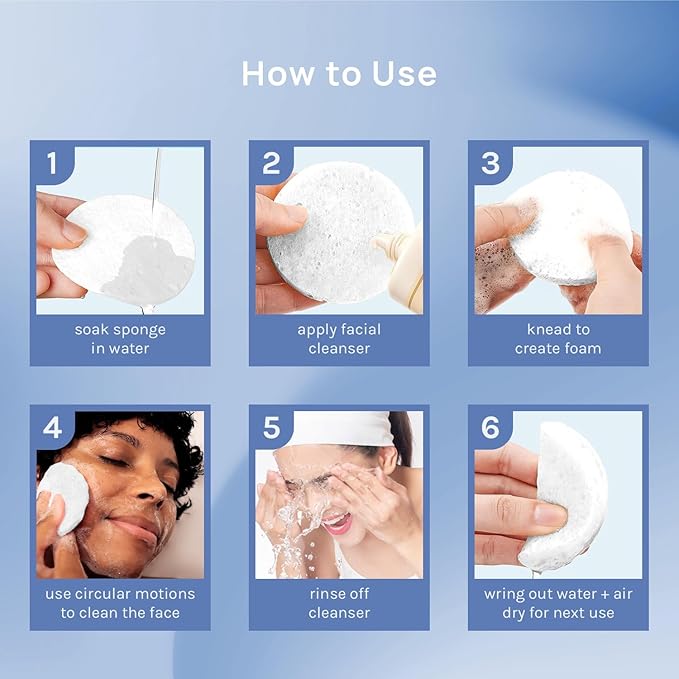 AOA Studio 50-Count Compressed Facial Sponges 100% Natural Cosmetic Spa Sponges for Facial Cleansing, Exfoliating Mask, Remove for Makeup, Dead Skin, and Dirt (White, 50 counts)