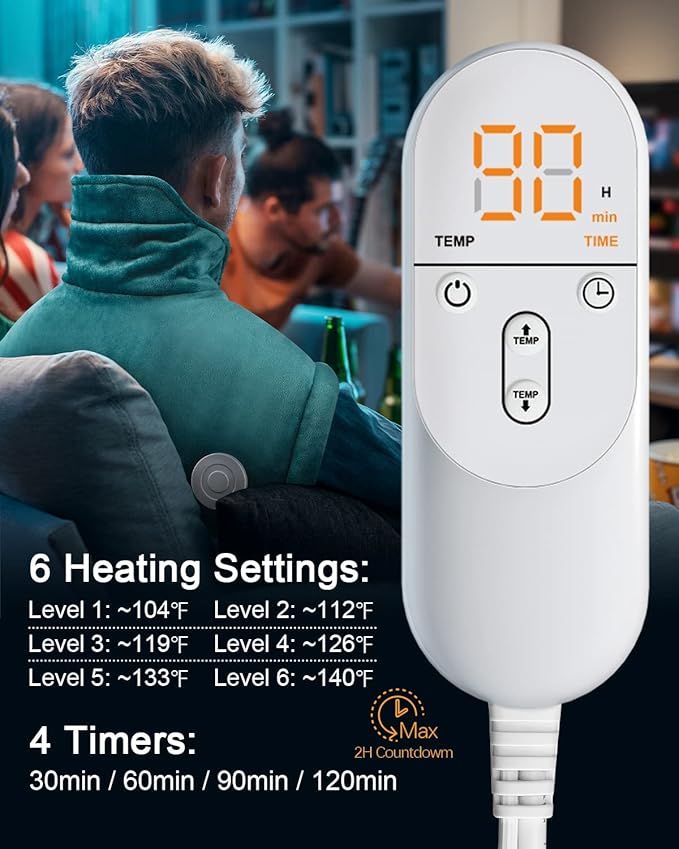 Heating Pad for Neck Shoulders Back Pain Relief, Birthday Gifts for Women Men Seniors, Moist Heated Pad Neck Wrap Warmer for Mon Dad, Christmas Stocking Stuffers for Her Wife Husband, Blue