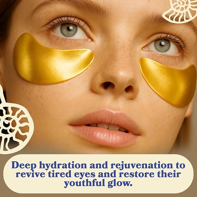 LE GUSHE Gold Under Eye Patches for Puffy Eyes and Dark Circles (30 Pairs) - Hydrating Collagen Under Eye Masks with Snail Mucin - Soothing Puffy Eyes Treatment for Women & Men - Bridesmaid Gifts