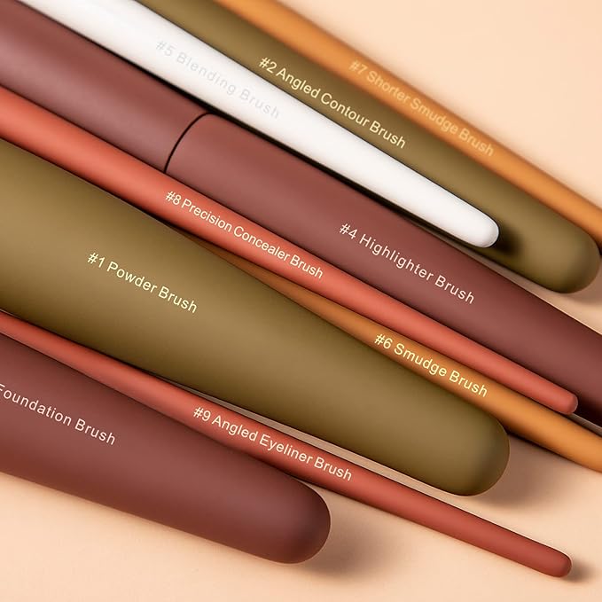 Makeup Brushes, EIGSHOW 5 Colors Essential Kabuki Makeup Brush Set with Ultra Soft Synthetic Fibers for Powder Blush Concealers Contouring Highlighting