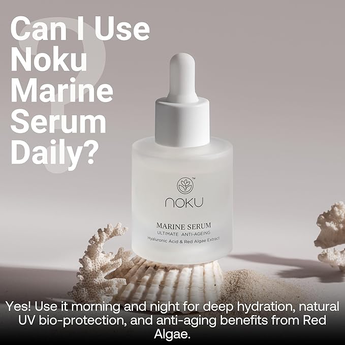 Noku Marine Serum – Red Algae, Hyaluronic Acid & Vitamin C | Anti-Aging, Firming & Deep Hydration | Vegan, Cruelty-Free, Clean Skincare for Glowing Complexion (30ml)