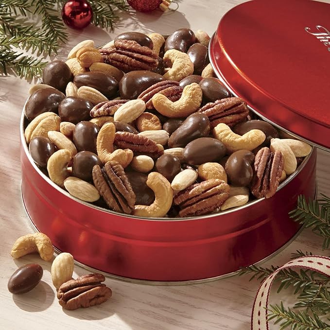 The Swiss Colony Premium Nut Assortment – Roasted, Salted, and Chocolate Covered Mixed Nuts, Gourmet Nuts Gift Basket, Holiday Gift Box Set, Food Gift Basket, 1 lb.