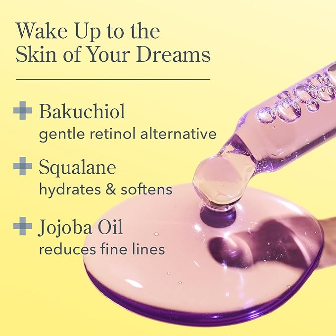 Beekman 1802 Dream Booster Bakuchiol Retinol Alternative Facial Serum - Squalane & Bakuchiol Oil Serum For Sensitive Skin - Night Moisturizer For Fine Lines & Pore Minimizer - Fragrance Free, Vegan