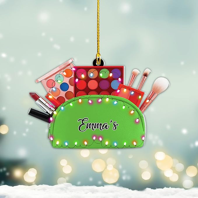 Personalized Makeup Tools Christmas Ornament 2025, Makeup Box Christmas Ornament Gift for Makeup Artist, Christmas Tree Decor for Makeup Shop, Gift for New Makeup Coworkers (Makeup 8)