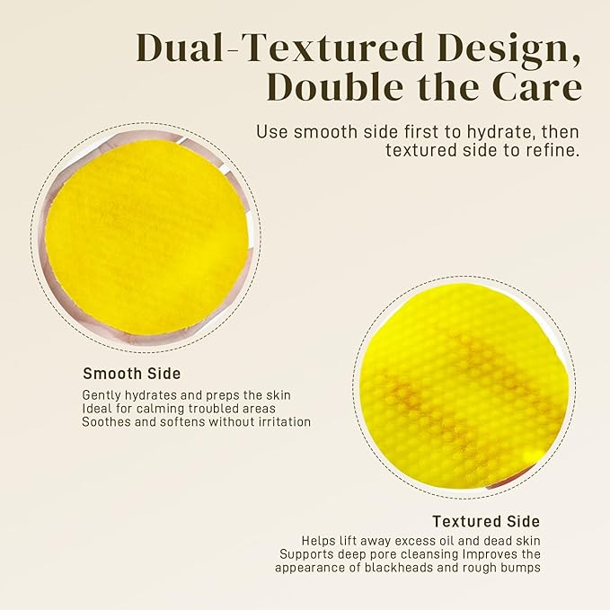 Kojic Acid and Turmeric Cleansing Pads, 50 Pcs, for Face Cleansing and Exfoliation