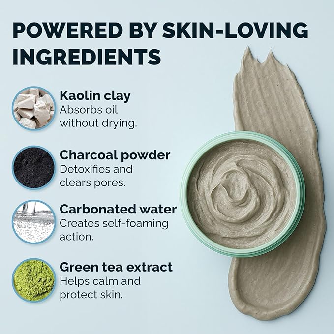 Elizabeth Mott Carbonated Bubble Detox Clay Mask – Korean Skincare for Deep Pore Cleansing, Acne, Blackheads & Oil Control – Charcoal Face Mask for Breakouts & Smooth Skin – Cruelty-Free, 3.53 oz