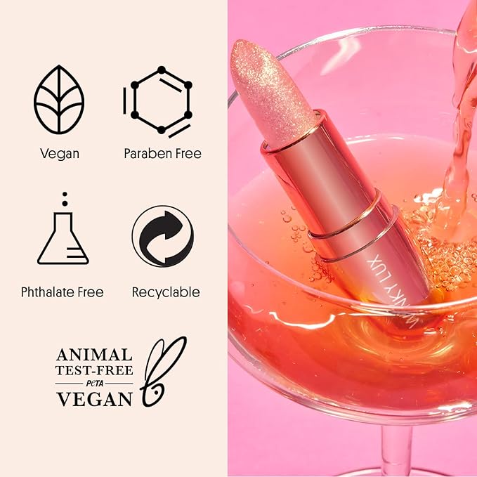 Winky Lux Rosé Glimmer Balm -Hydrating ph Lip Balm, Natural Pink Tint with pH Color Changing, Moisturize & Soften Lips While Leaving Sheer Pink Tint, with Vanilla Scent