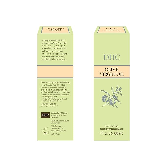 DHC Olive Virgin Oil and Olive Virgin Oil Mini, Facial Moisturizer, Hydrating, Nourishing, Lightweight, Fragrance and Colorant Free, All Skin Types, 1 fl. oz. and 0.16 fl. oz.