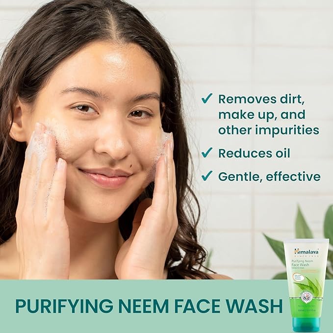 Himalaya Purifying Neem Face Wash, Normal to Oily Skin, Turmeric, Vegan, Cruelty Free, Soap and Paraben Free, Dermatologically Tested, SLS/SLES Free, 5.07 Fl Oz, 150 mL, 1 Pack